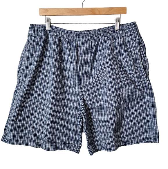 CHEROKEE x VINTAGE pull on boxer style shorts with pockets in blue plaid size L - Picture 1 of 9